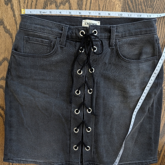 L'AGENCE Charcoal Jean Lace-Up Skirt - Picture 5 of 6